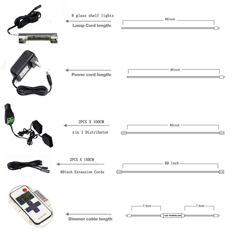 glass clip led under cabinet lights 8in102