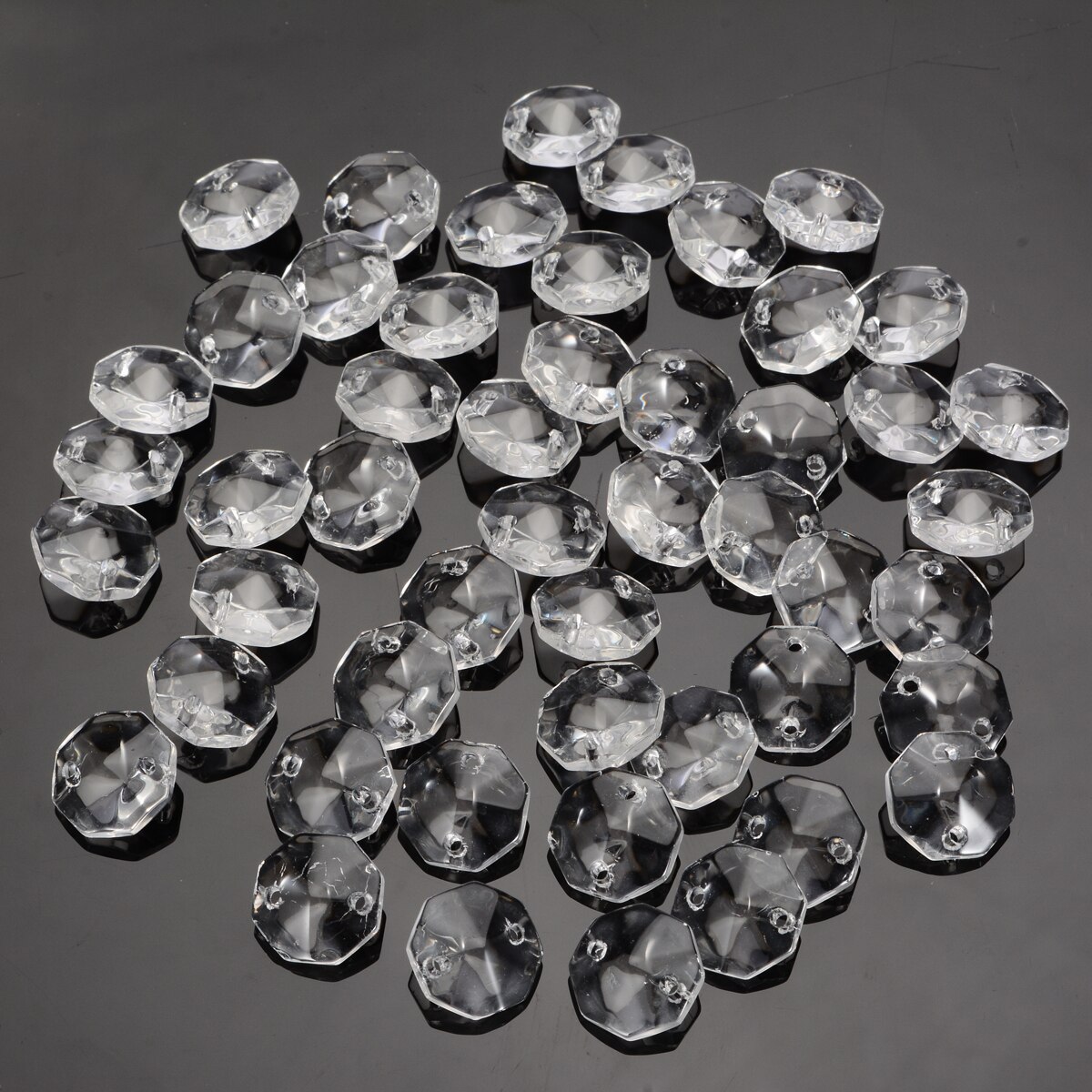 50Pcs 14mm Crystal Glass Prisms Octagonal Beads Lamp Glass Chandelier Parts for Pendant Decoration