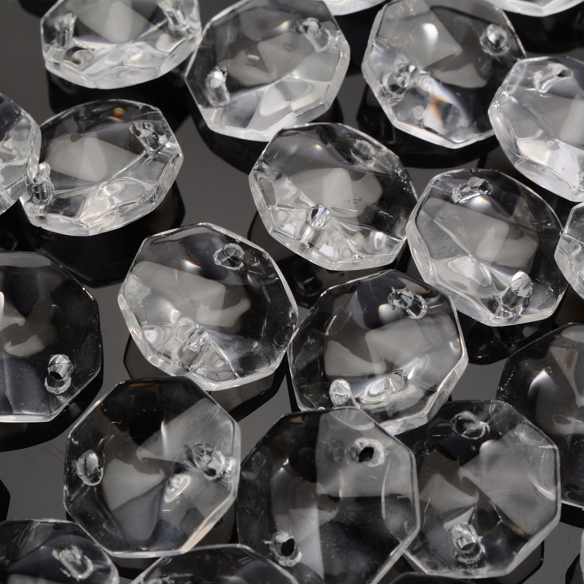 50Pcs 14mm Crystal Glass Prisms Octagonal Beads Lamp Glass Chandelier Parts for Pendant Decoration