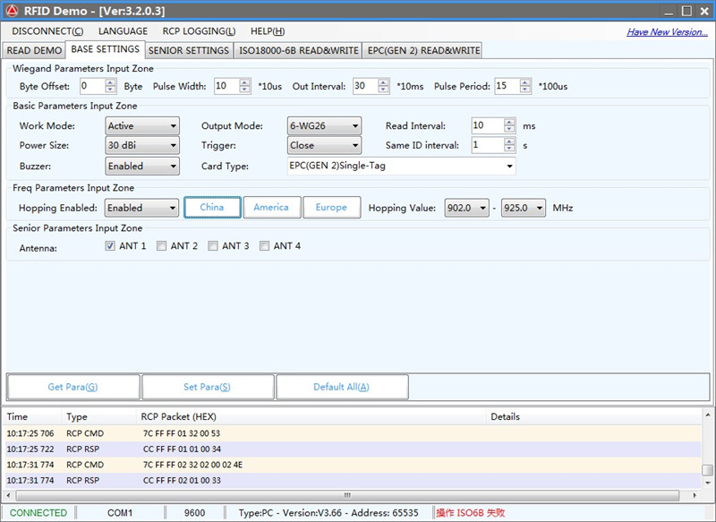 Base Settings-Freq Parameters Input Zone-China