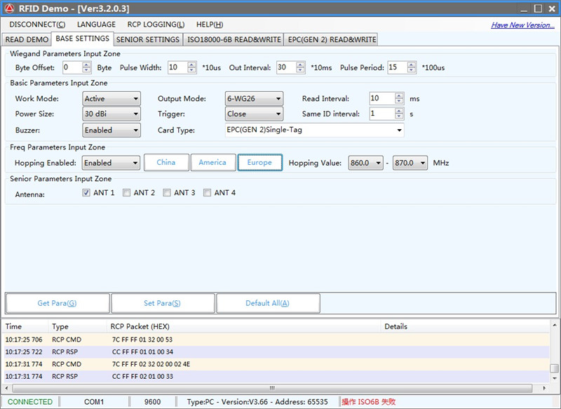 Base Settings-Freq Parameters Input Zone-Europe