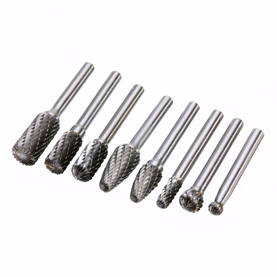 8pcs/set 1/4 Inch 6mm Tungsten Carbide Burr Bits Rotary Files CNC Engraving Tool Set For Power Tool