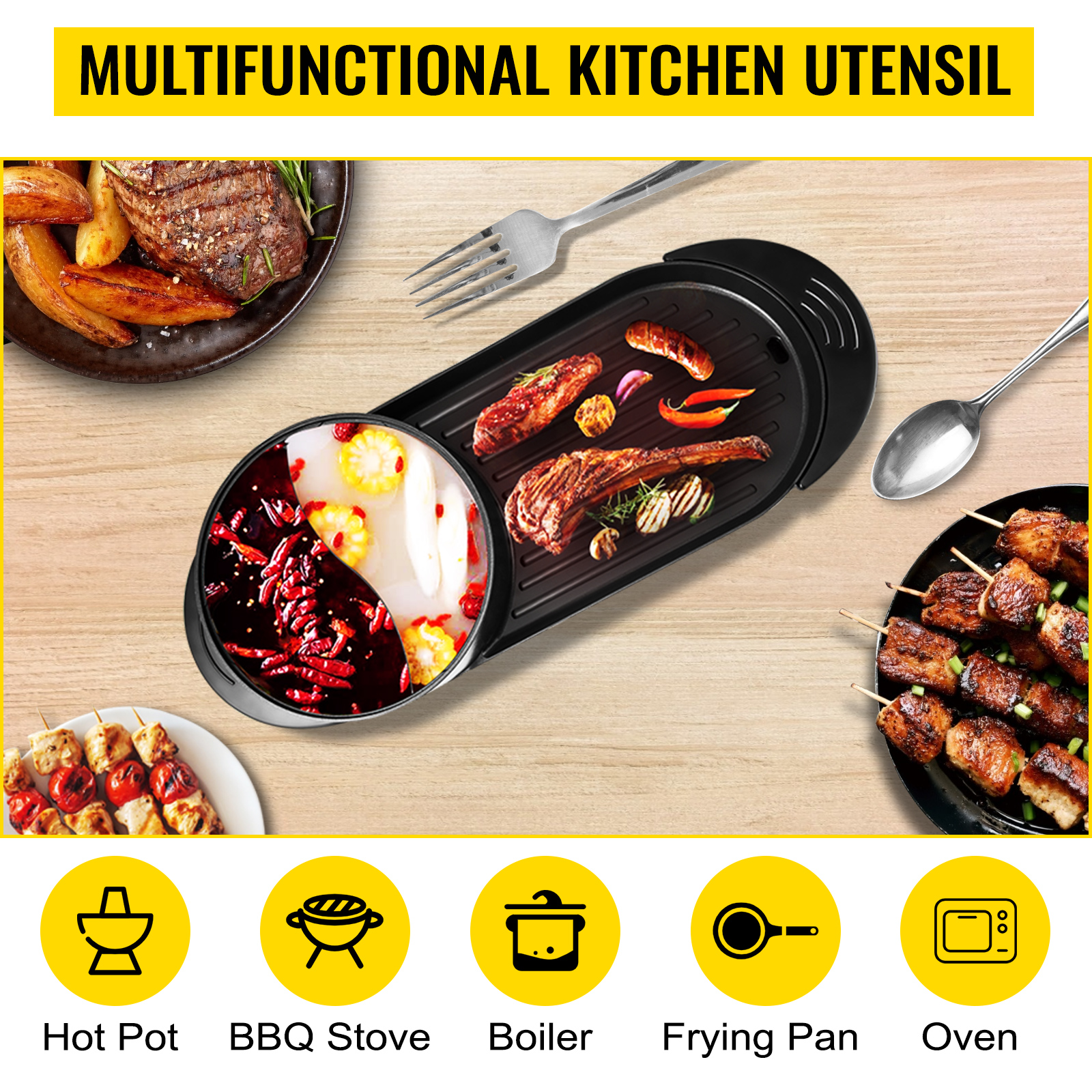 BBQ Pan Grill Hot Pot,Portable,Smokeless