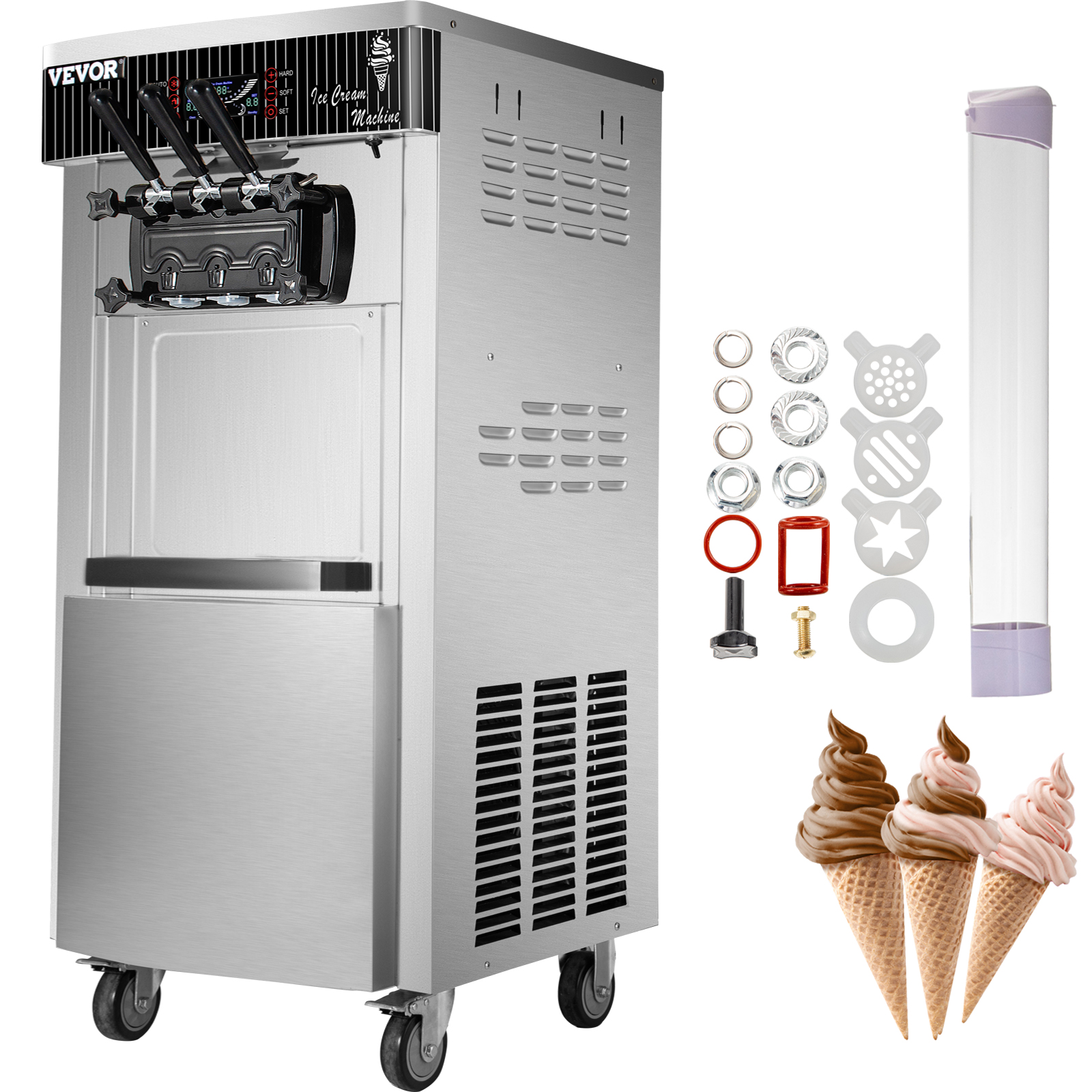 Soft Serve Machine,2200W,2+1 Flavors