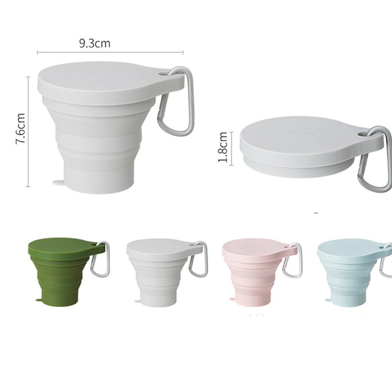 SHIMOYAMA 150ML Folding Cup Mini Retractable Cup Silicone Portable Teacup Outdoor Travel Coffee Telescopic Drinking Mug with Lid