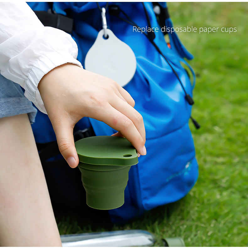 SHIMOYAMA 150ML Folding Cup Mini Retractable Cup Silicone Portable Teacup Outdoor Travel Coffee Telescopic Drinking Mug with Lid