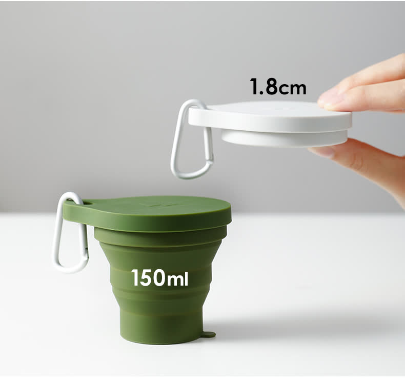 SHIMOYAMA 150ML Folding Cup Mini Retractable Cup Silicone Portable Teacup Outdoor Travel Coffee Telescopic Drinking Mug with Lid